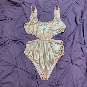 American eagle aerie metallic one piece swim suit